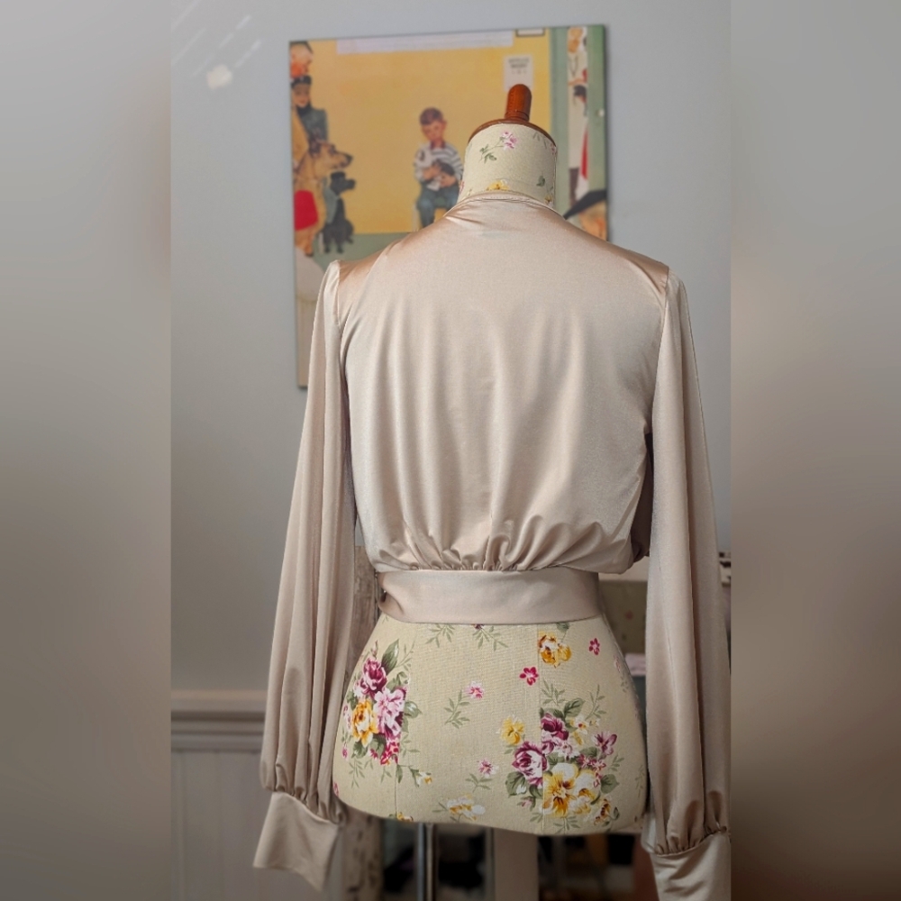 REVAMPED Elegant Cream Tie-Front Blouse‎ - Picture 3 of 8